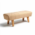 Modern upholstered bench in beige fabric with wooden legs 120 x 40 x 45cm