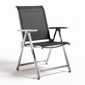 Aluminum folding chair with breathable mesh fabric black for outdoor use