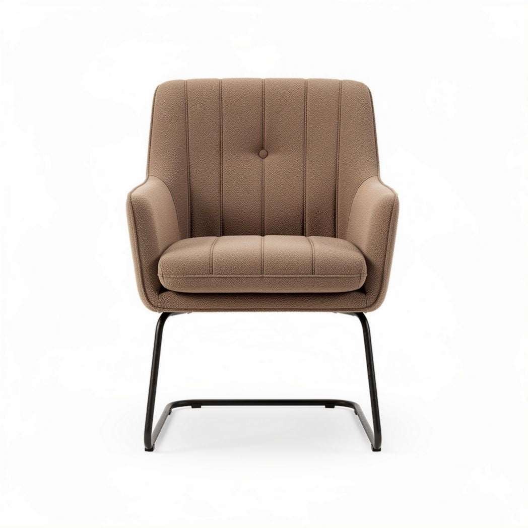 Fabric accent chair with metal legs in brown color 65 x 65 x 85cm