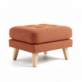 Upholstered ottoman in orange fabric with wooden legs 45 x 45 x 40cm