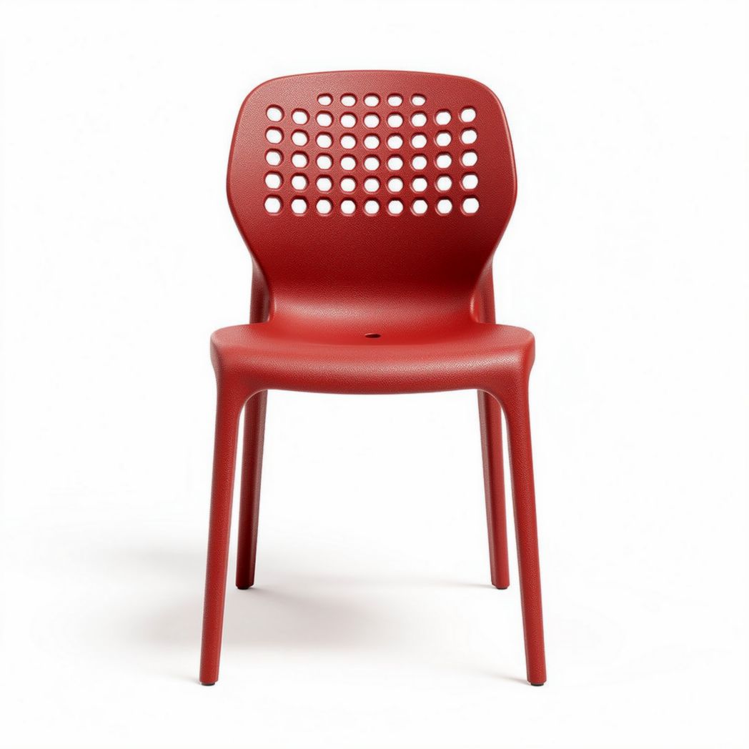 Red polypropylene dining chair with perforated backrest for indoor and outdoor use 45 x 50 x 85cm