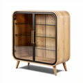 Wooden display cabinet with glass doors and four shelves 80 x 40 x 90cm