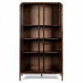Wooden display cabinet with glass doors for living room storage 80 x 40 x 180cm