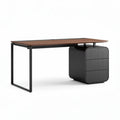 Modern wooden desk with metal frame and three-drawer pedestal 140 x 70 x 75cm