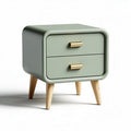 Green nightstand with two drawers and wooden legs 40 x 40 x 50cm