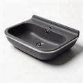 Wall-mounted bathroom sink in dark gray ceramic with faucet hole 50 x 40 x 15cm
