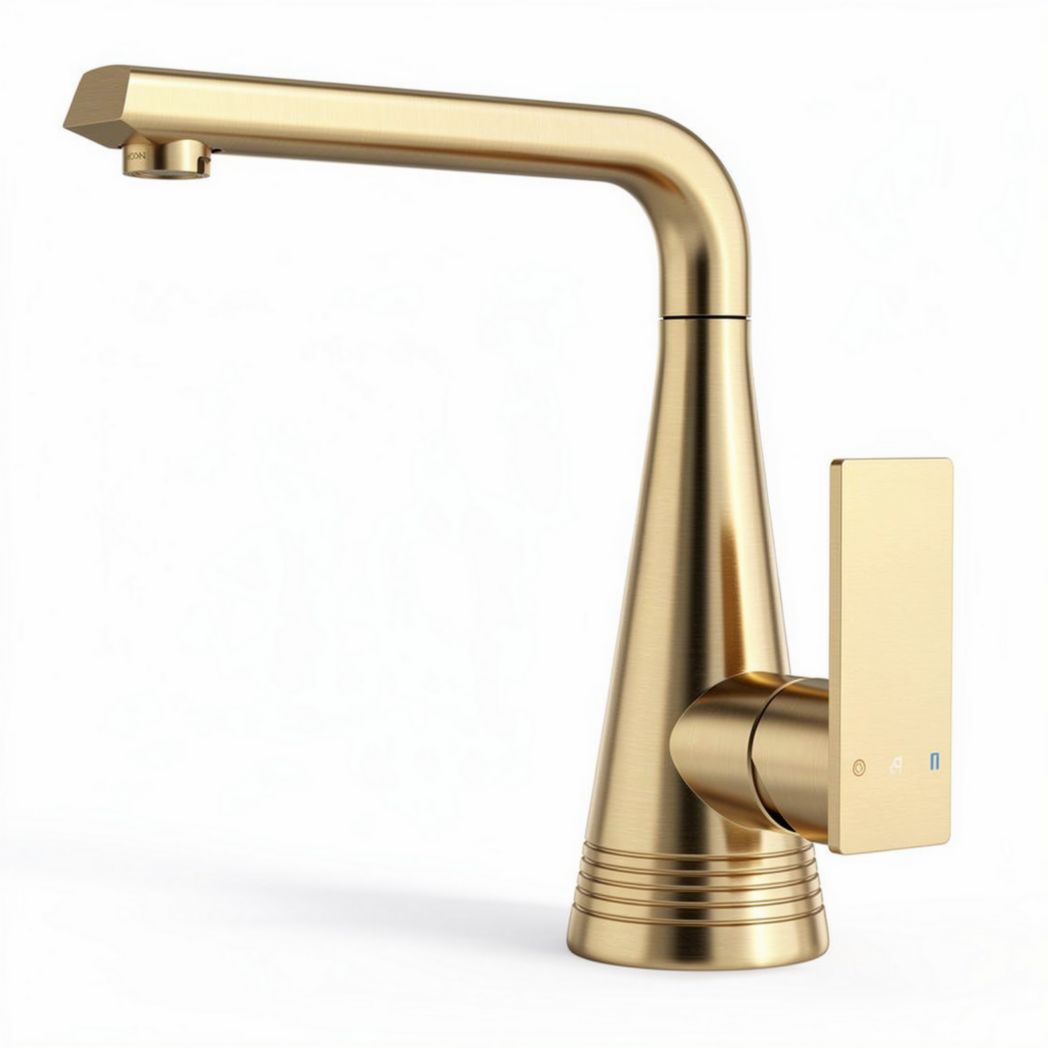 Gold kitchen faucet with single handle and pull-down spray 20 x 10 x 30cm