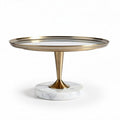 Marble and metal serving tray with perforated edge for dining and display 30 x 30 x 10cm