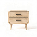 Wooden nightstand with two drawers and metal handles 45 x 40 x 35cm